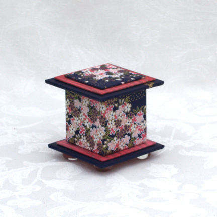 Beautiful Blossom Stream Washi Covered Box, 3"x3" (brim to brim); 3.38" tall picture