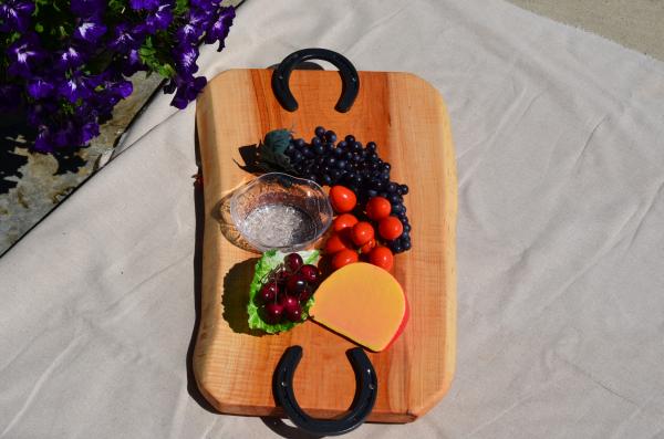 Maple Charcuterie board with Horse Shoe handles picture