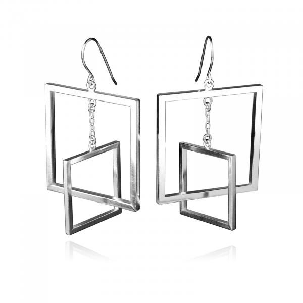 Contemporary Square Earrings, Sterling Silver picture