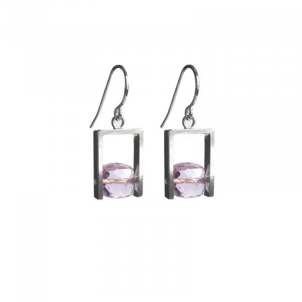 Pink Amethyst Square Cube Earrings