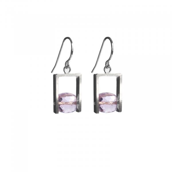 Pink Amethyst Square Cube Earrings