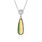 Large Teardrop Quartz Necklace Bicolor Green and Yellow