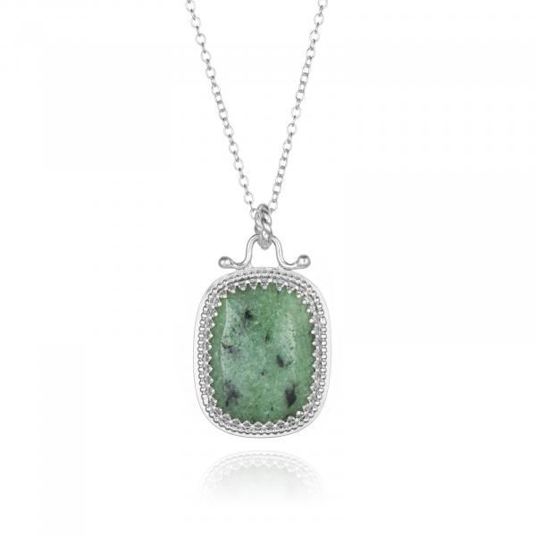 Sterling Silver Green Zoisite Necklace