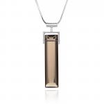 Smoky Quartz Long Rectangle Necklace, Square Bail