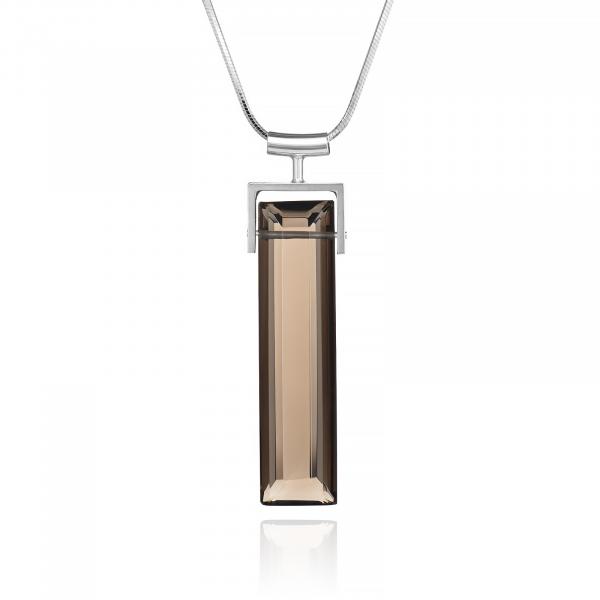 Smoky Quartz Long Rectangle Necklace, Square Bail picture