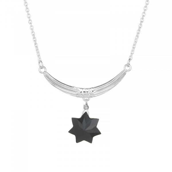 Star & Crescent Black Spinel Necklace Stripes Foliage picture