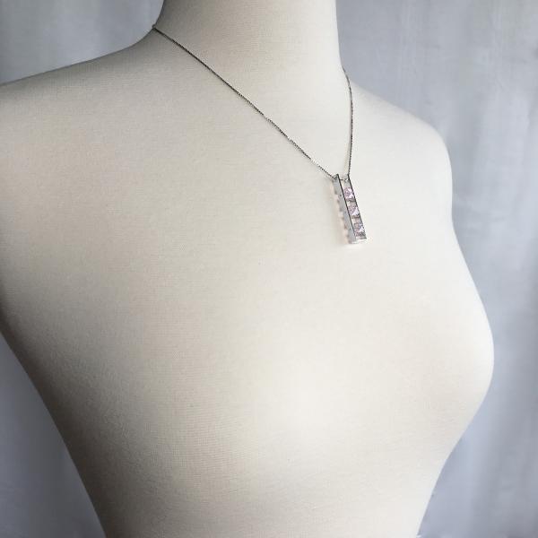 Contemporary Rectangle Necklace Pink Amethyst Square Cube picture