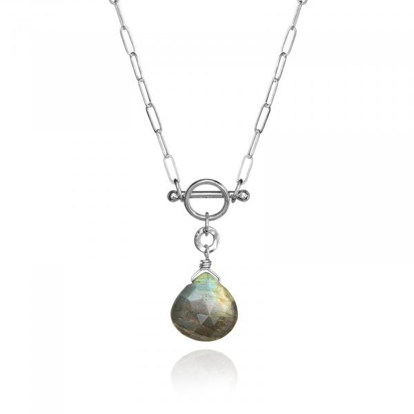 Labradorite Circle & Bar Necklace Sterling Silver picture