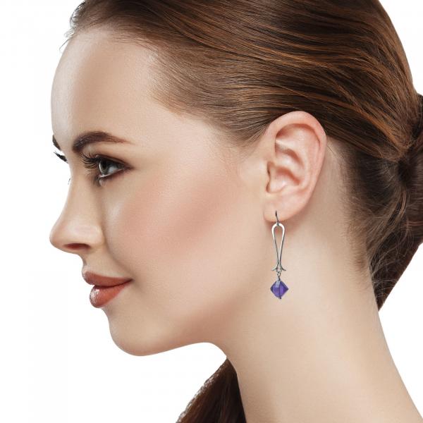 Flared Bottom Earrings - Purple Amethyst picture