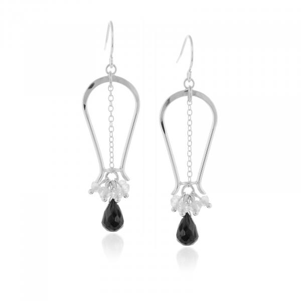 Black Spinel & Clear Quartz Earrings picture