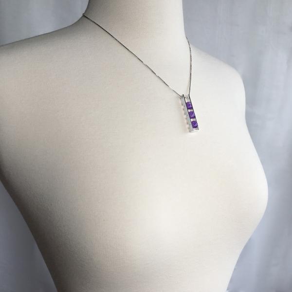Contemporary Rectangle Necklace Purple Amethyst Square Cube picture