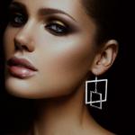 Contemporary Square Earrings, Sterling Silver