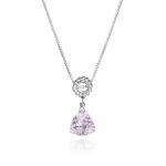 Trillion Pink Amethyst Designer Necklace Sterling Silver