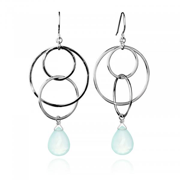 Large Multi-Hoop Earrings - Seafoam Chalcedony