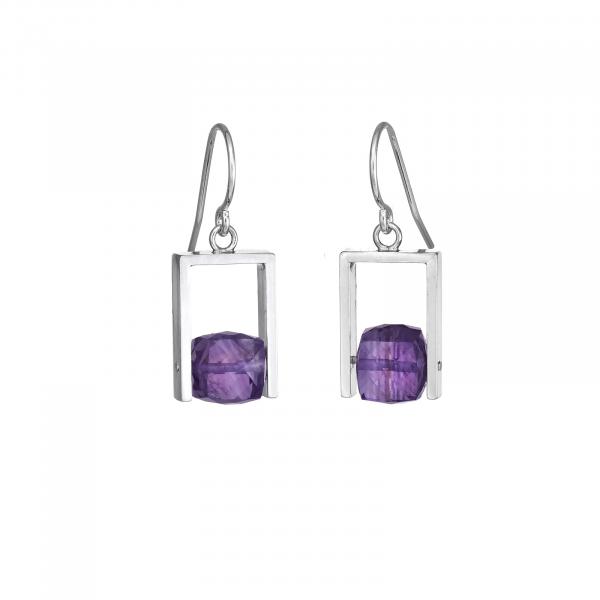 Purple Amethyst Square Cube Earrings picture
