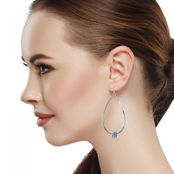 Twisted oval hoop earrings with small ring accents picture