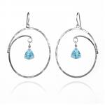 Large Oval Hoop Earrings Trillion Sky Blue Topaz