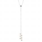 Dangling Long White Pearl Necklace Sterling Silver