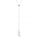 Dangling Long White Pearl Necklace Sterling Silver