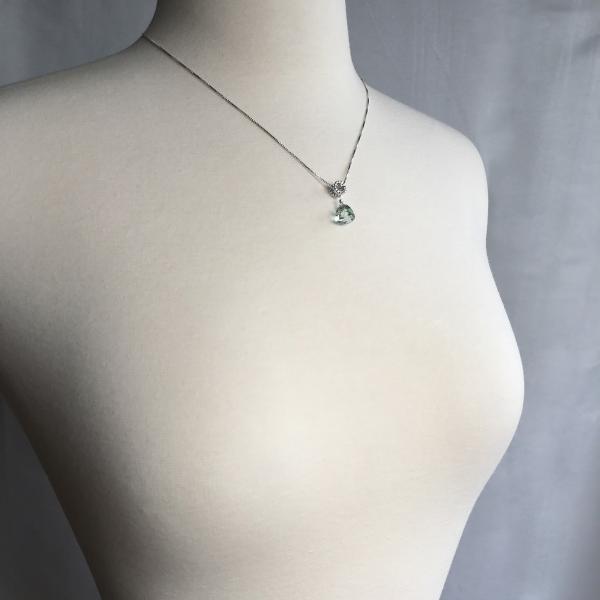 Trillion Green Amethyst Designer Necklace Sterling Silver picture
