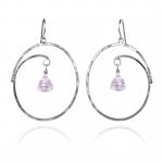 Large Oval Hoop Earrings Trillion Pink Amethyst