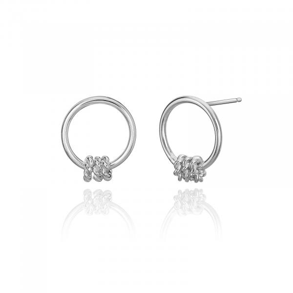 SPINNER: Small Hoop Stud Earrings with Spinning Ring Accents picture