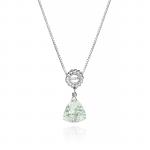 Trillion Green Amethyst Designer Necklace Sterling Silver