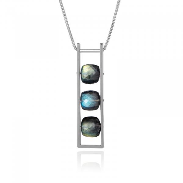 Contemporary Rectangle Necklace Labradorite Square Cube