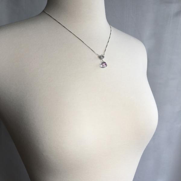 Trillion Pink Amethyst Designer Necklace Sterling Silver picture