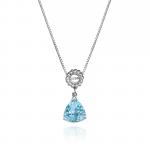 Trillion Sky Blue Topaz Designer Necklace Sterling Silver