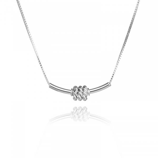 Tube Bar Necklace with Spinning Rings Sterling Silver picture