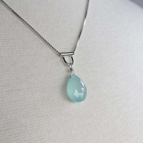 U-Tube Seafoam Chalcedony Necklace Sterling Silver picture