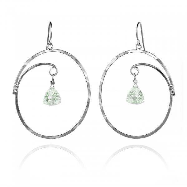 Large Oval Hoop Earrings Trillion Green Amethyst picture