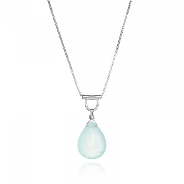 U-Tube Seafoam Chalcedony Necklace Sterling Silver