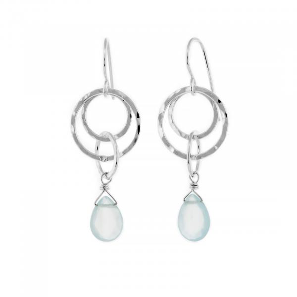 Small Multi-Hoop Dangle Earrings - Seafoam Chalcedony