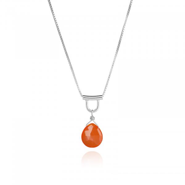 U-Tube Sterling Silver Slide Necklace Red Carnelian picture