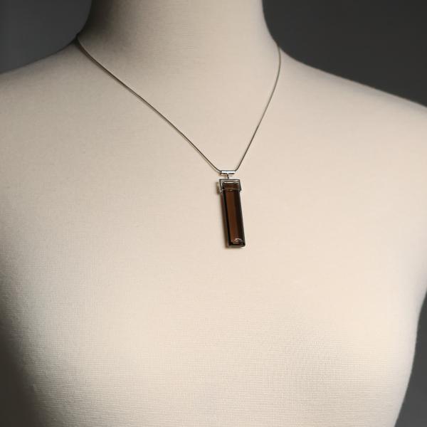 Smoky Quartz Long Rectangle Necklace, Square Bail picture