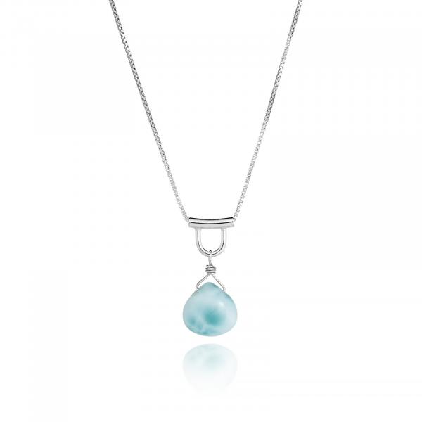 U-Tube Petite Larimar Necklace Sterling Silver