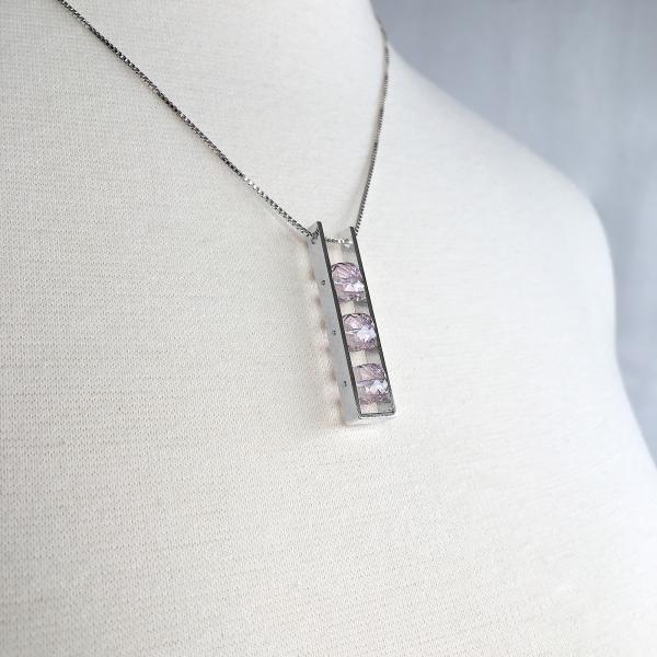 Contemporary Rectangle Necklace Pink Amethyst Square Cube picture