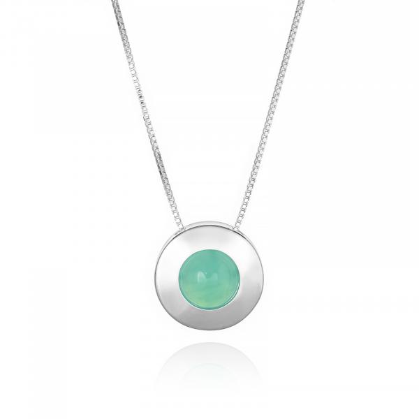 Minimalist Necklace Chrysoprase Sterling Silver Green picture