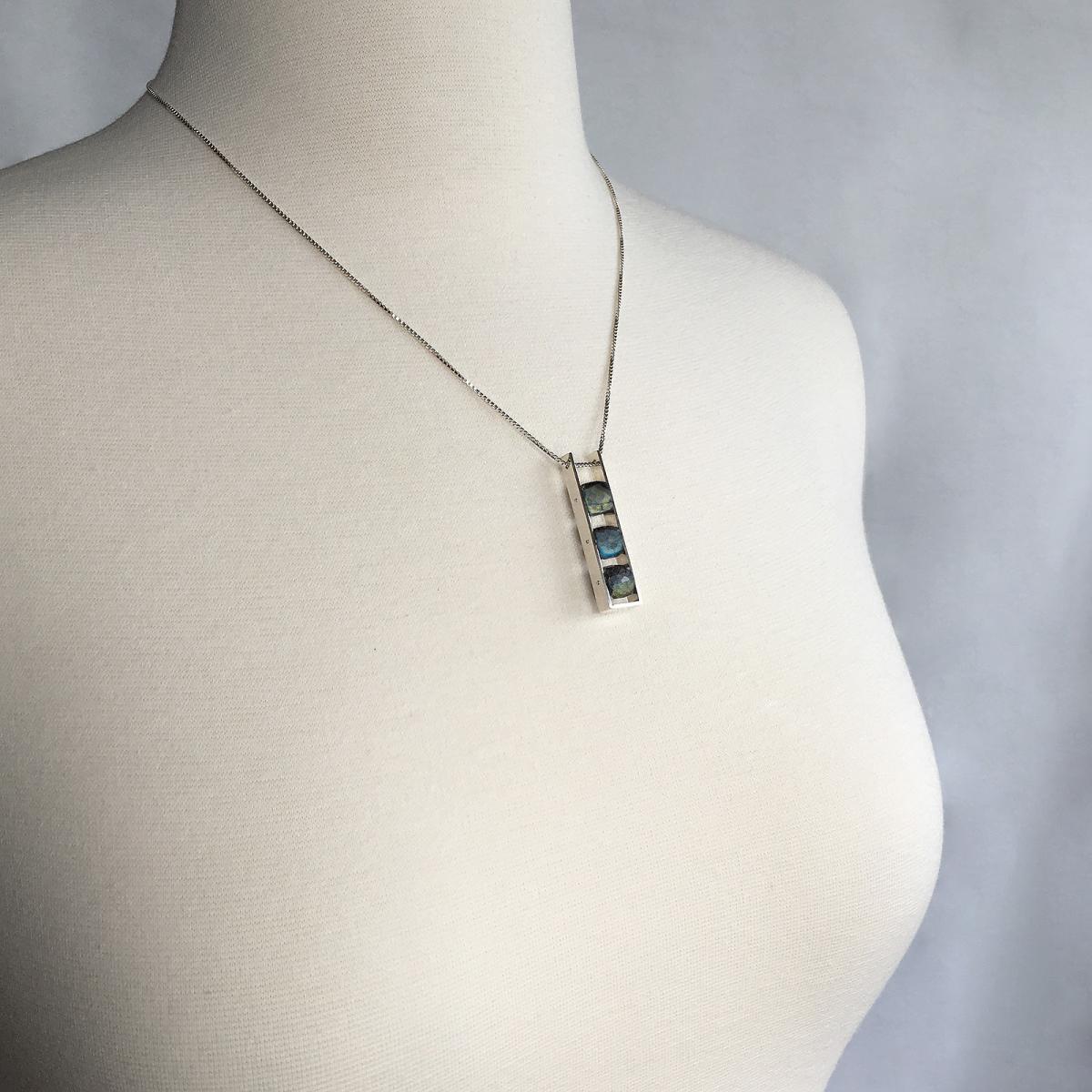 Contemporary Rectangle Necklace Labradorite Square Cube picture