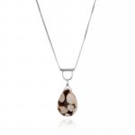 U-Tube Peanut Wood Necklace Petrified Wood Polka Dot