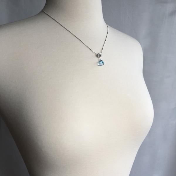 Trillion Sky Blue Topaz Designer Necklace Sterling Silver picture