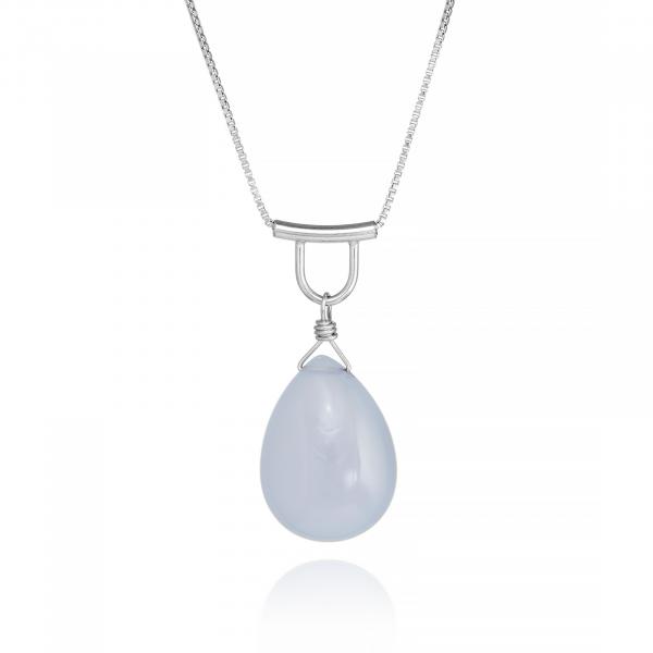 U-Tube Contemporary Large Blue Chalcedony Necklace