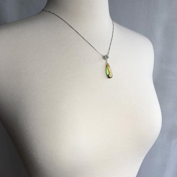 Large Teardrop Quartz Necklace Bicolor Green and Yellow picture