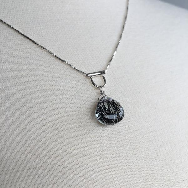 U-Tube Black Tourmaline Quartz Necklace Sterling Silver picture