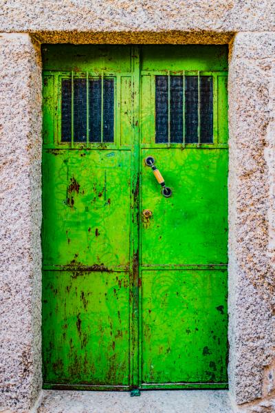 Green Metal Door, Monsanto, Portugal