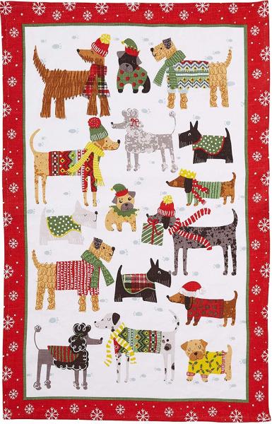 Sheep holiday tea towel picture