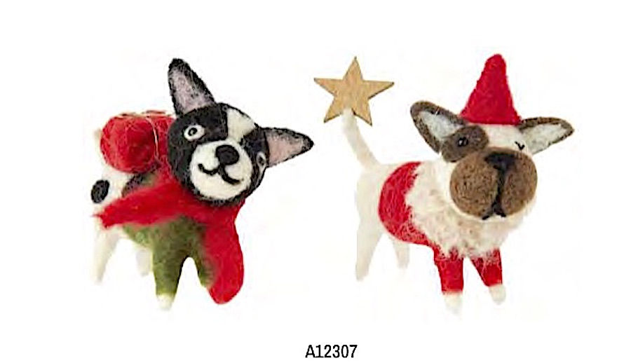 Felt puppy holiday ornament