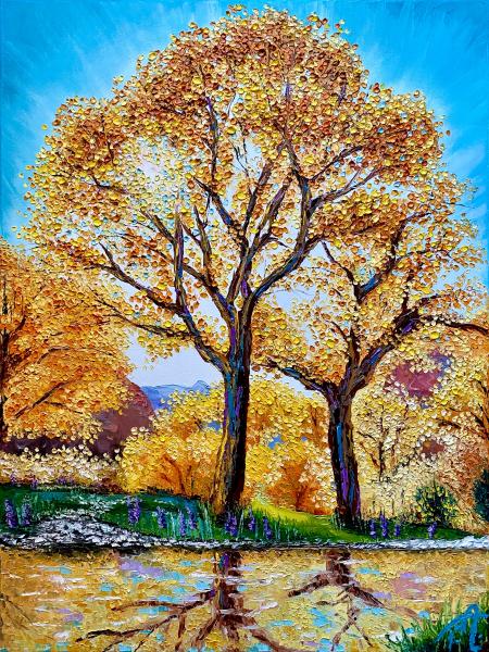 Golden Reflections - original oil painting picture